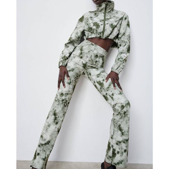 Zara Tie Dye Flared Leggings Pants Side Zip - Picture 1 of 11